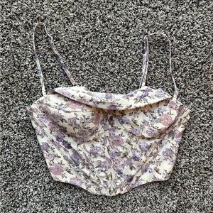 SHEIN Floral Print Corset Top with Straps
